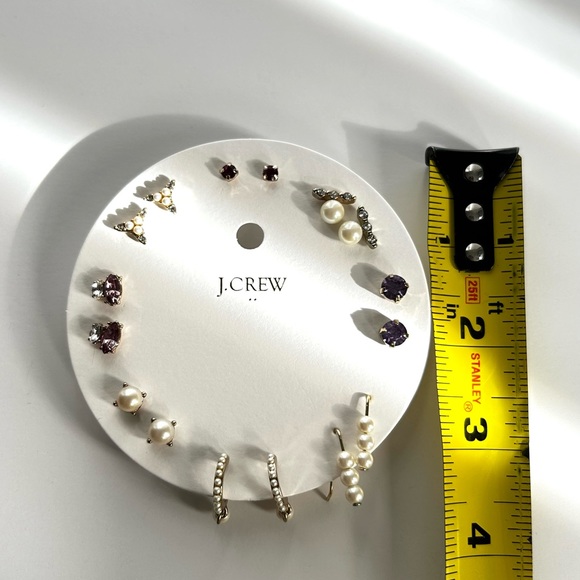 🍂NWT J. Crew Factory Women’s 8-Pair Earring Set. Pearl/Purple/Red/Plum. - Picture 7 of 8